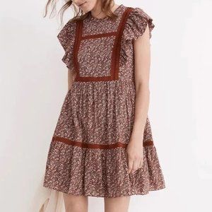 NEW Flutter-Sleeve Mini Dress in Cottage Garden Floral M NWT Vintage Mulberry